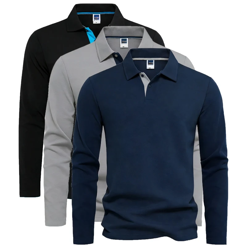 95% Cotton Long Sleeve T Shirts Men Casual Brand Homme Clothing Hombre Tee Tops Fashion Tshirt Black White Polo T-Shirts For Men