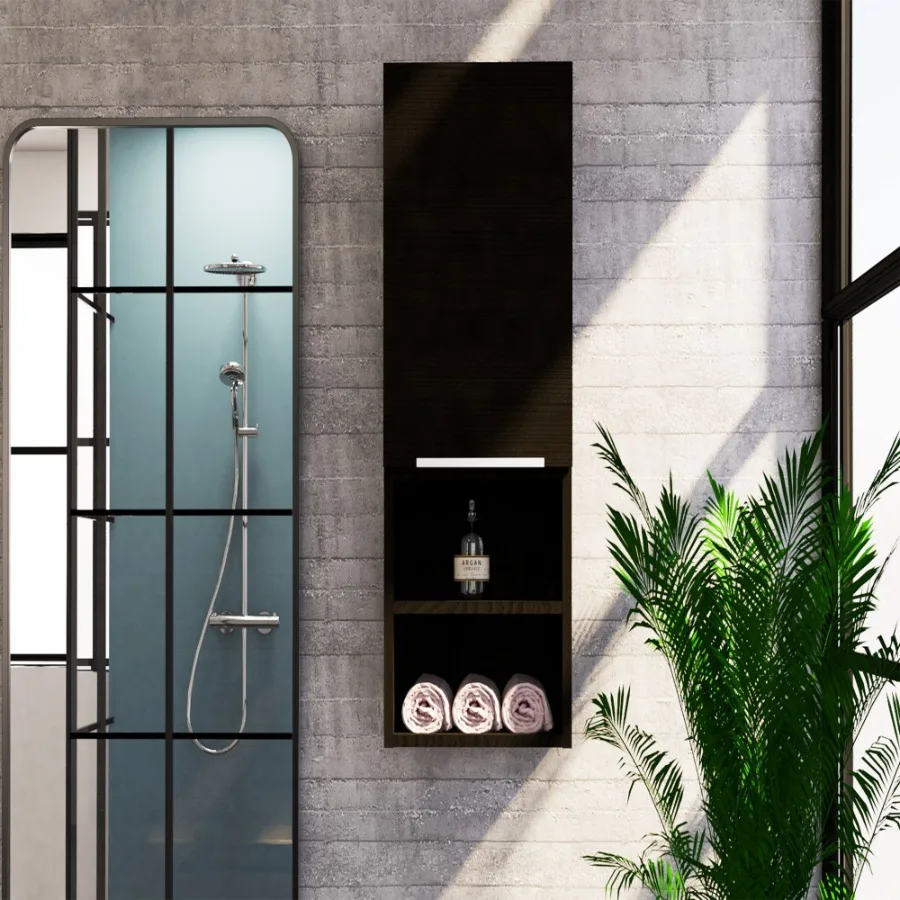 

DEPOT ESHOP Savona Medicine Single Door Cabinet Two External Shelves Two Interior Shelves Black