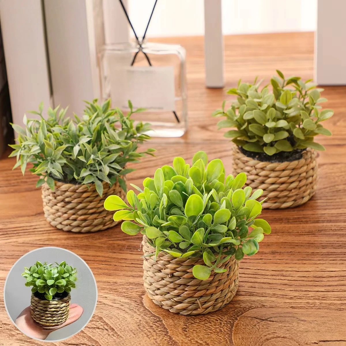 Small Faux Potted Plant Realistic Artificial Green Plant Decorative Pot for Office Desk Living Room Bedroom Table Home Decor - view 3