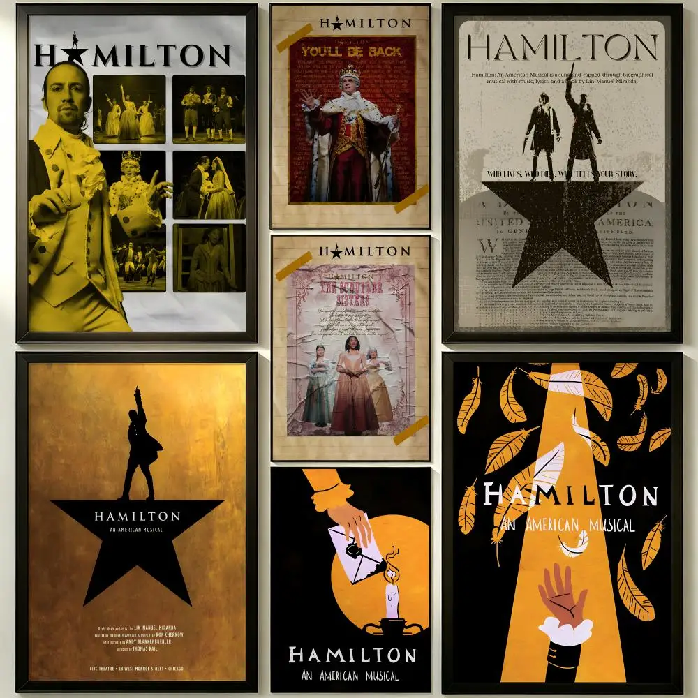 musical Hamilton Poster Wall Sticker Poster Decal PP Material Self-Adhesive Waterproof for Living Room Home Wall Decor