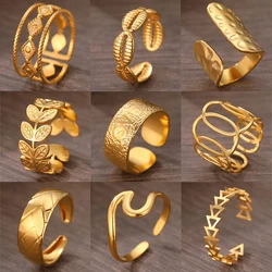 Stainless Steel Rings Vintage Exquisite Adjustable Open Hollow Rings For Women Jewelry Banquet Gifts Non-fading High-quality New