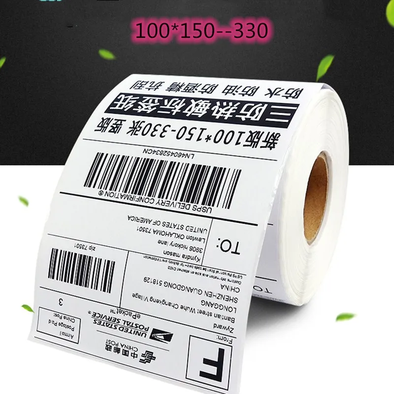 1 rollsPOS thermal label paper 100x150mm350stick continuous label roll use for Thermal printer machine Total 350 stickers