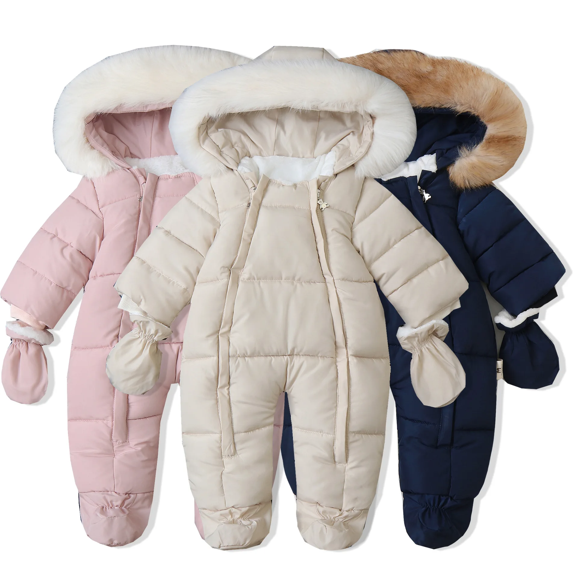 Mao Collar Hooded Jumpsuit Plucked and Thickened Baby 2025 Winter New Casual Cute Fashionable and All-match Rompers