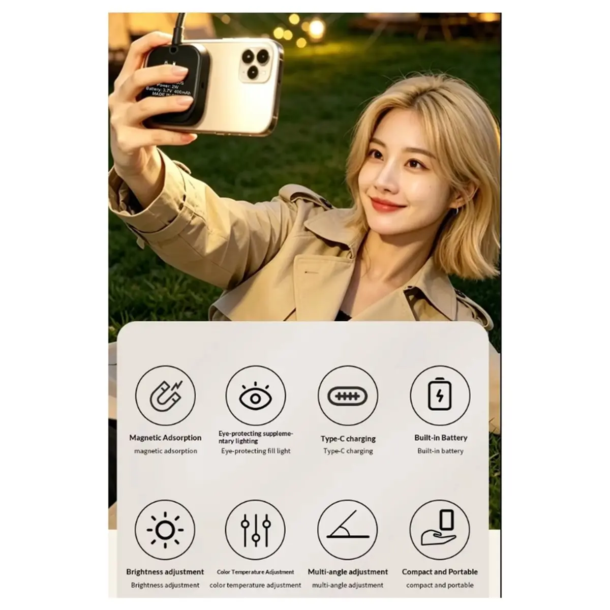 (A21Z] Magnetic Light for XTEINK X4 / X3 Reading Light Flexible for 5 Level Adjustable Light for Selfie Light A