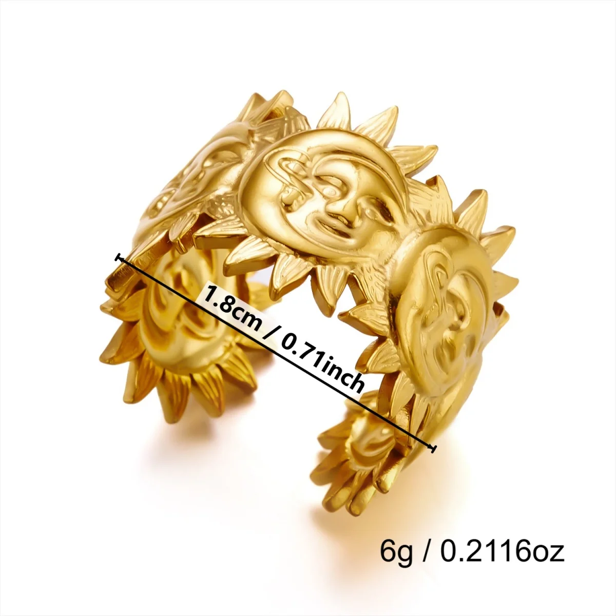 Vintage Edelstahl-Ringe mit Sonnenblumen- und Blattmuster für Damen und Herren, Punk-Mode, geometrischer Spiral-Oval-Fingerring, Schmuck – Detail 34