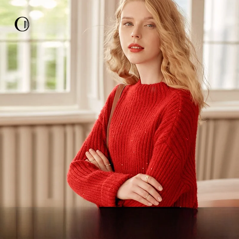 

Женский свитер OuRui с круглым вырезом, свободный, повседневный, осенний, новый, модный, базовый, удобный, с длинными рукавами
