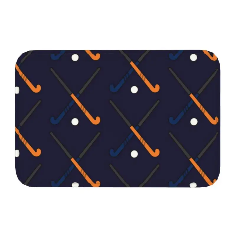 Field Hockey Sticks Front Door Mat Anti-Slip Outdoor Quick Dry Sport Player Doormat Floor Bath Entrance Rug Carpet