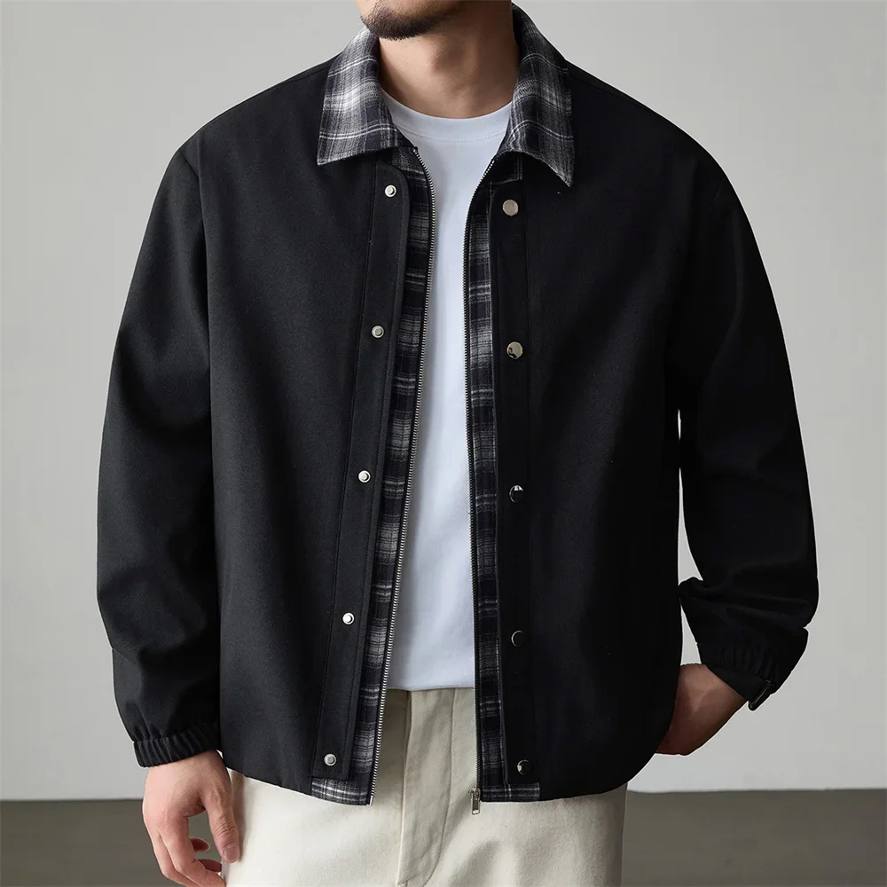 

8XL Men's Faux Two-Piece Workwear Jacket Retro British Business Shirt Collar Coat Men Autumn/Winter Korean Plus Size Men's Wear