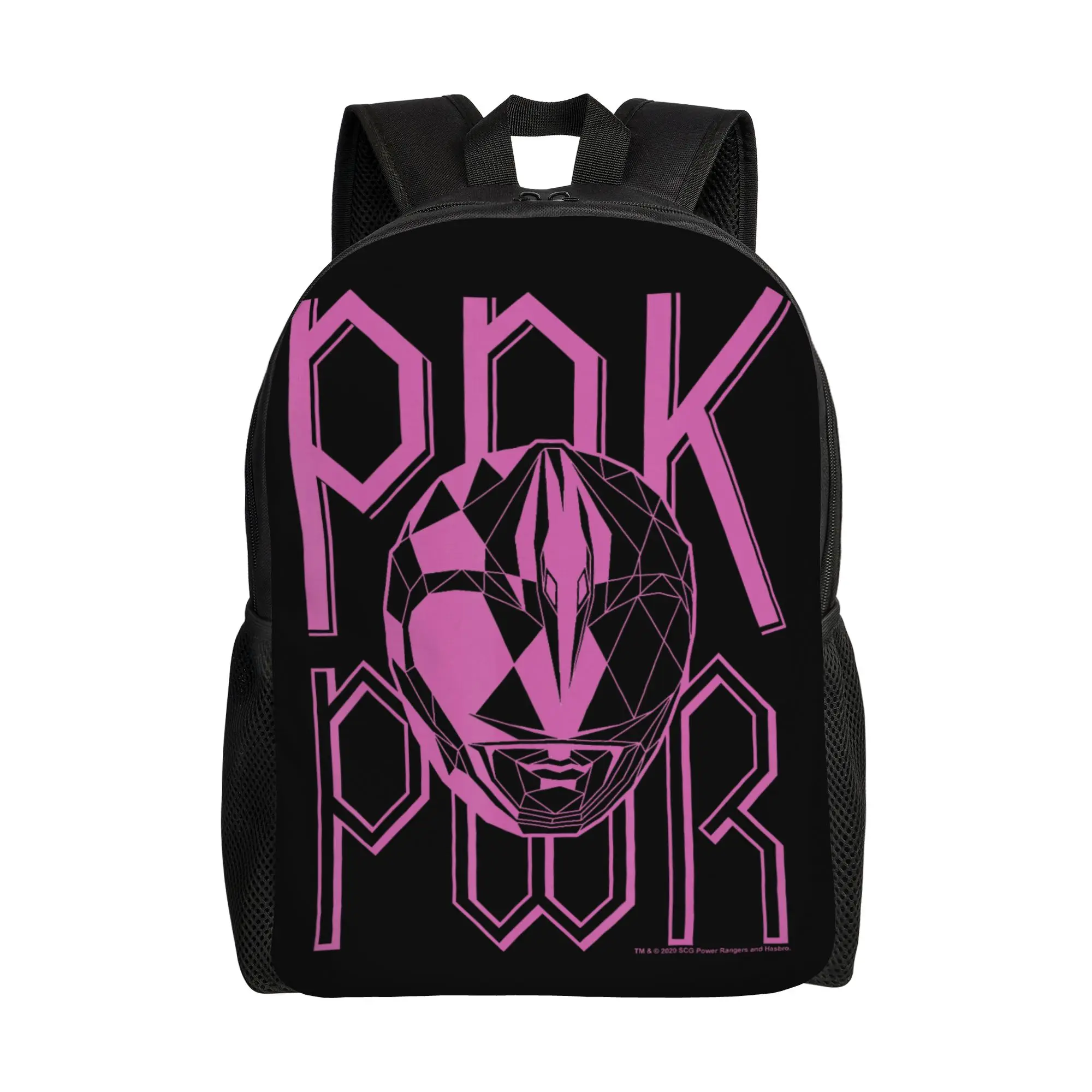 Mochilas Bandai Power Rangers Pink Ranger Geometric Helmet Logo Daypack mochila Mochila de senderismo de gran capacidad