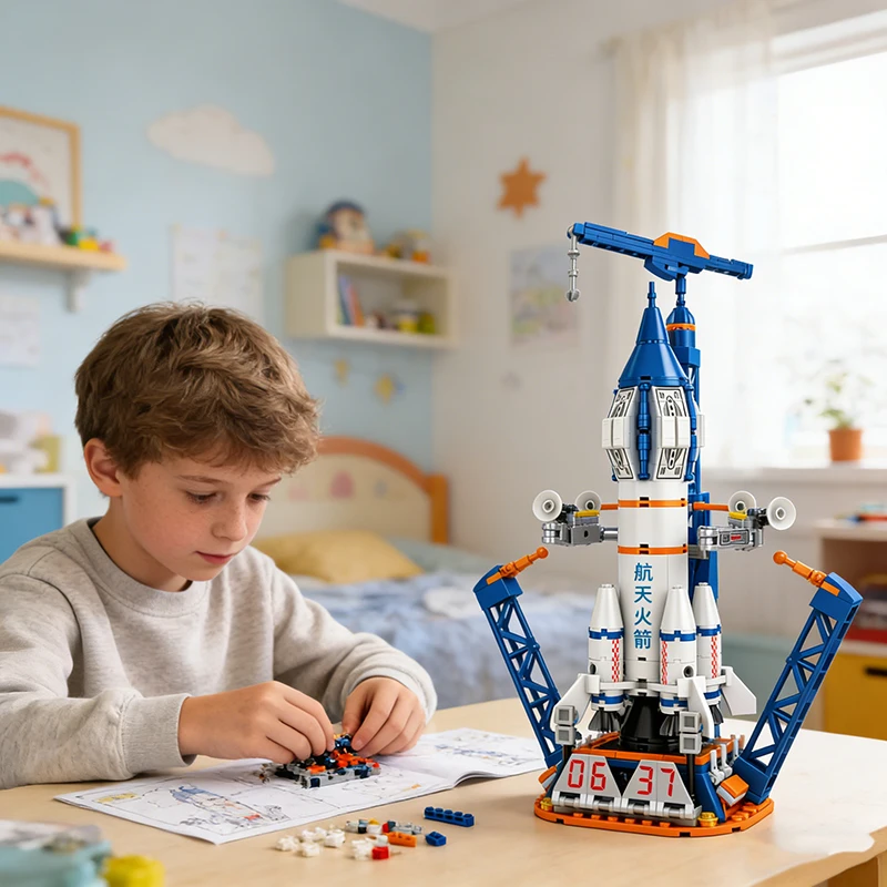 Aviation Manned Rocket Building Blocks Space Aerospace Station Model City Construction Bricks Toys for Children Holiday Gift - view 5