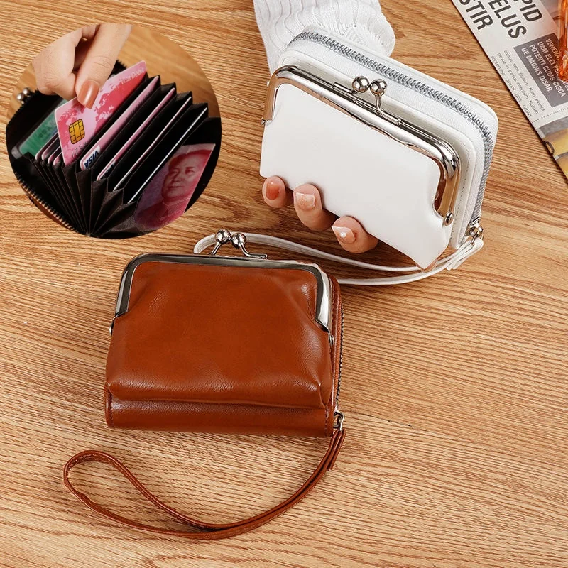 

New Change Card Holder Cross-Border Supply Women Buckle Coin Purse 4-Inch Zip-up Clip Clutch