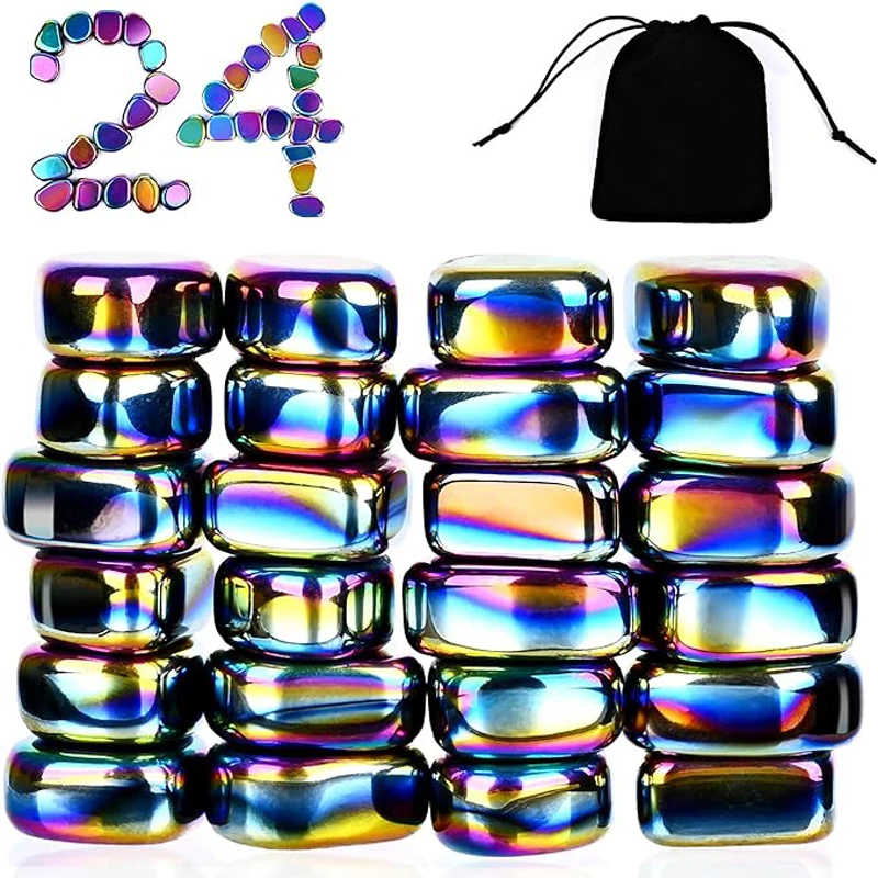 

24PCS rainbow big refrigerator stones, irregular neat polished whiteboard letters attractive, home craft decorations gifts