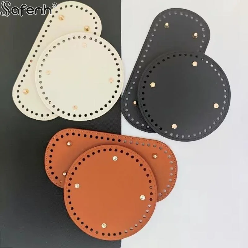 1 قطعة الجلود البيضاوي جولة القاع لحقيبة محبوكة حقيبة جلدية الملحقات اليدوية أسفل مع ثقوب Diy بها بنفسك حقيبة كروشيه القاع