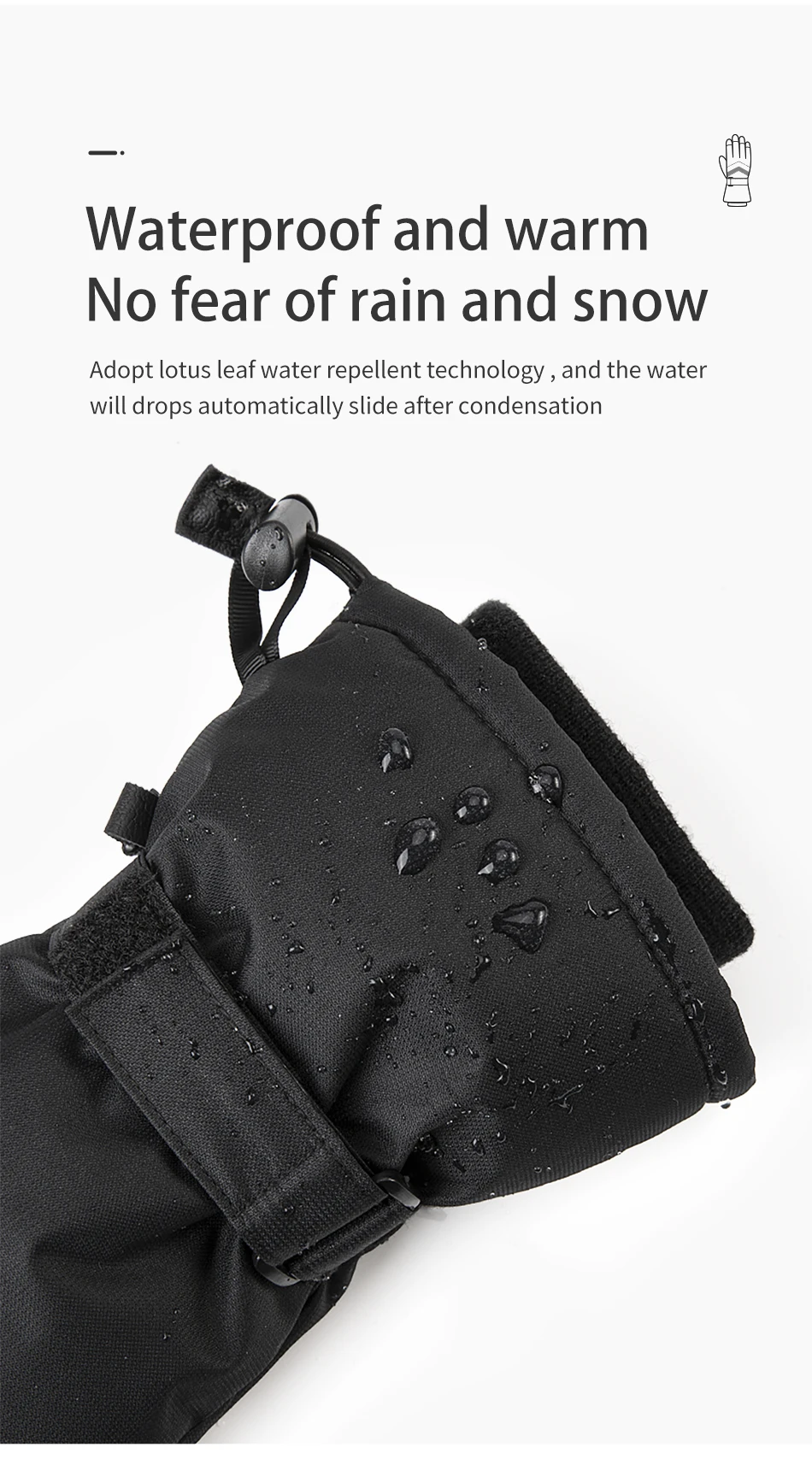 COPOZZ Neue Winter-Skihandschuhe für Damen und Herren, winddicht, warm, wasserdicht, Touchscreen-fähig, rutschfest, für Snowboard, Schneemobil, dicke Skihandschuhe – Detail 3