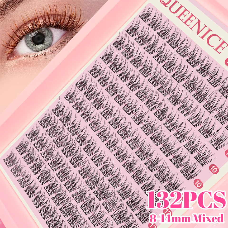 QUEENICE extensiones de pestañas postizas naturales, grosor 0.07mm, curva C, longitudes mixtas de 8-14mm 4