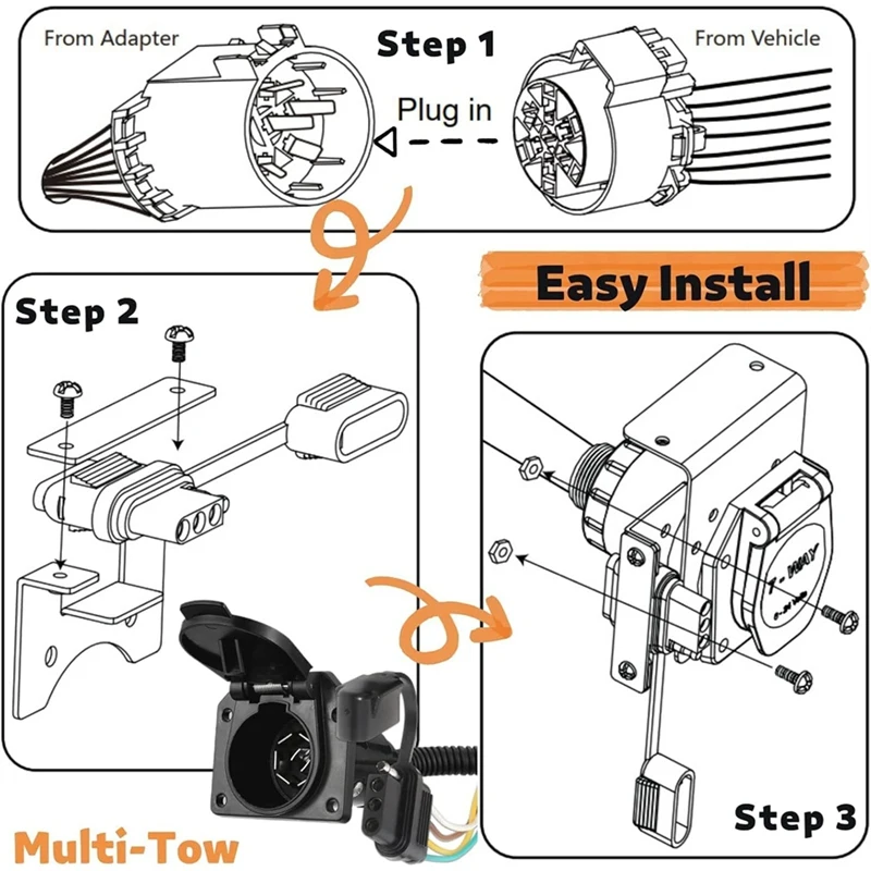 Super Sale 7 Way Blade and 4 Way Flat Trailer Wiring Adapter for FORD for DODGE Ram 1500 2500 Works with 7 Pin USCAR Tow