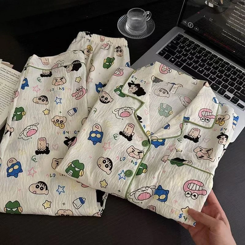 

New Cartoon Anime Little Xin Girls Pajamas, Ins Cotton Home Casual Suit