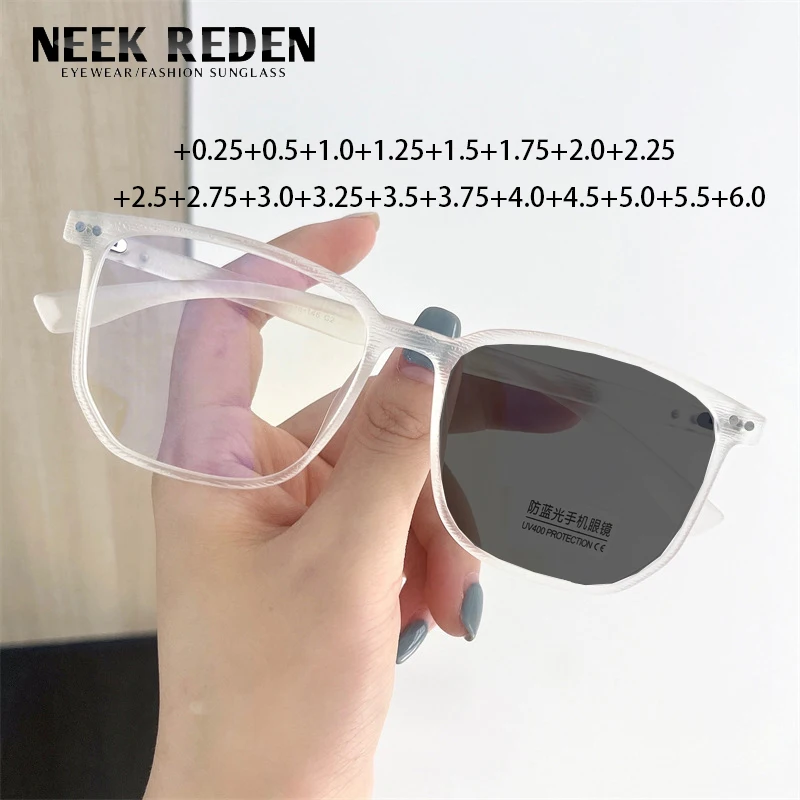 

Women Wood Grain Retro Photochromic Reading Glasses Men Resin Reader Sunglasses With Diopter +0.25 +0.5 +2.5 +4.5 +5.0 +5.5 +6.0