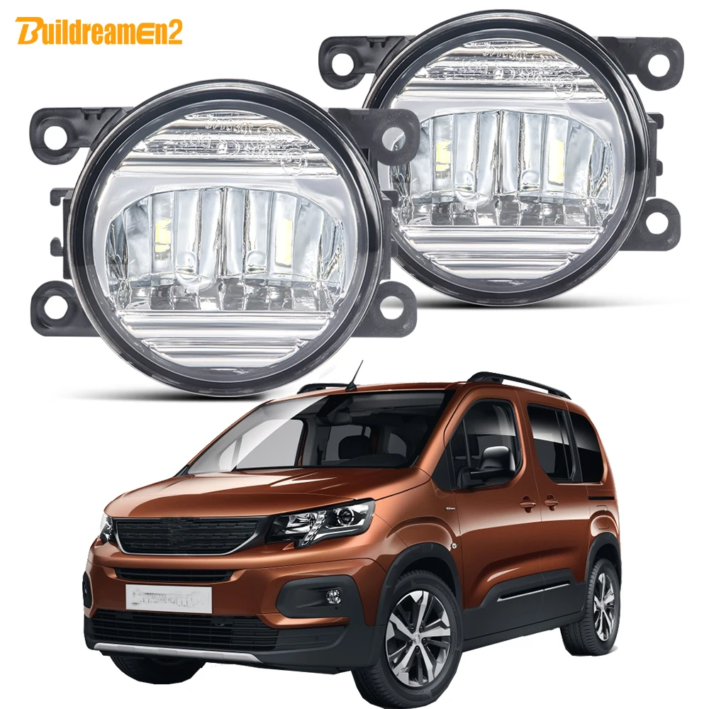 2 X 30W 3000LM LED Fog Light Assembly Car Front Fog Daytime Running Lamp DRL H11 For Peugeot Rifter 1.2 PureTech 110 2018-2021