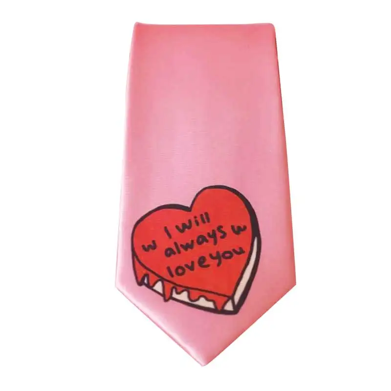 

Милый и крутой маленький галстук JK, рубашка, галстуки, оригинальные галстуки на шею, аксессуары для рубашек, розовый галстук с принтом «любовь»