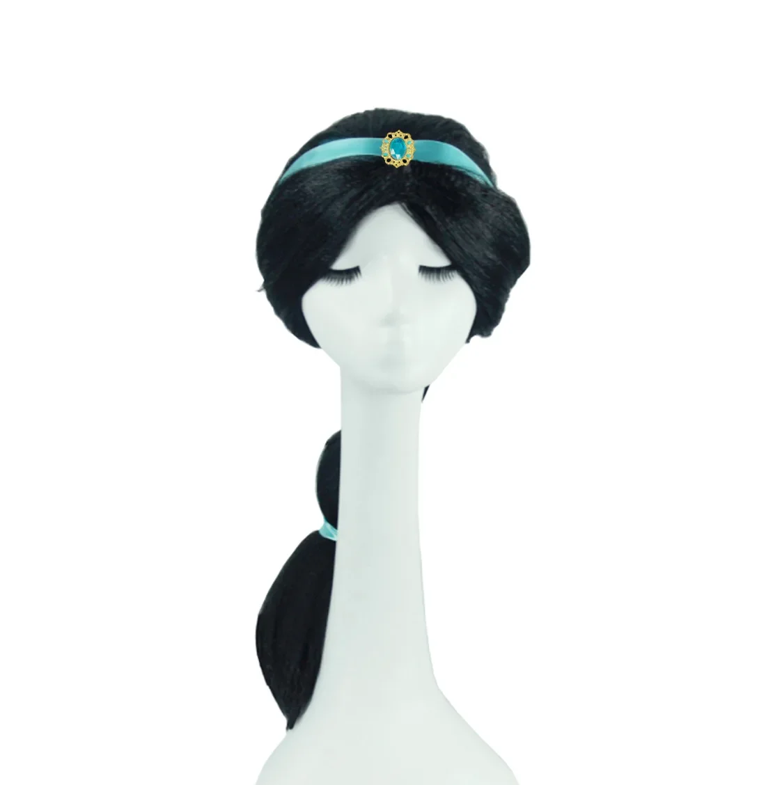 Aladdin\'s Lamp Halloween Girls Princess Jasmine Hair Black Long Wig Fancy Kids Women Wig Disguise Child Cosplay Unicorn Wig