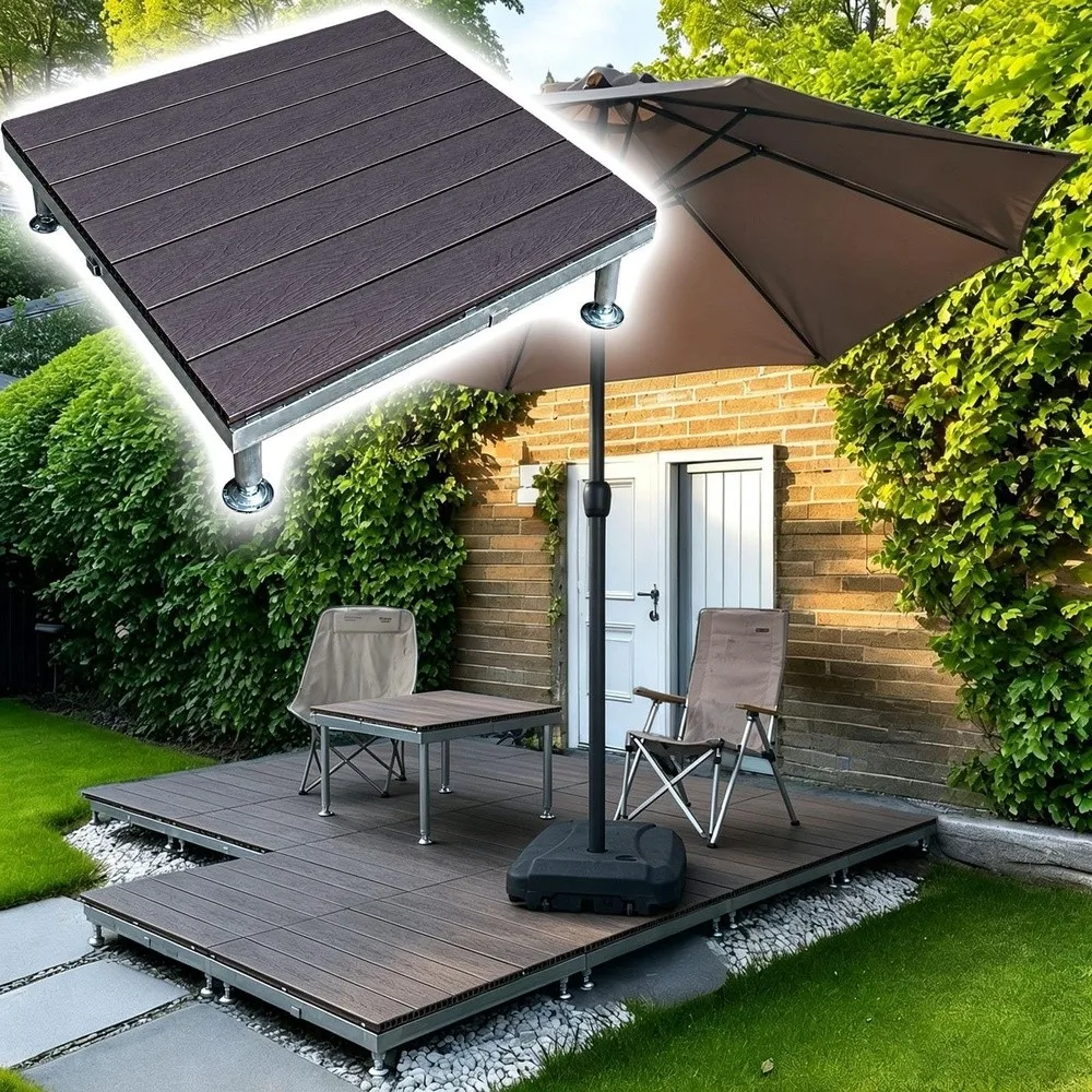 Prefab Outdoor Deck Kit Composite Patio Flooring Raised Base