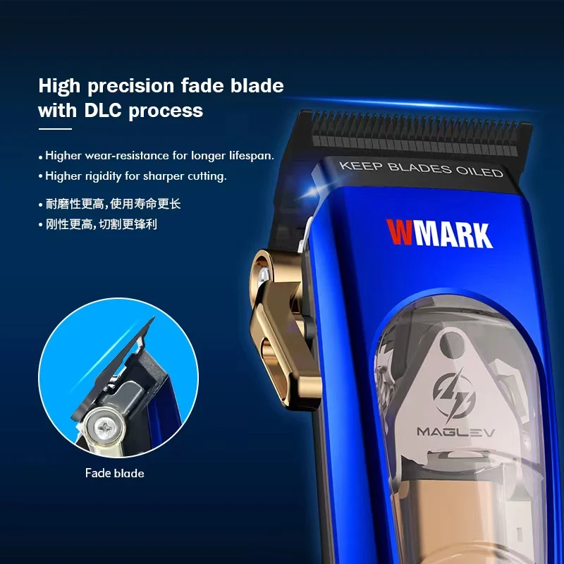 WMARK NG-9004 MAGLEV Motor 10000RPM profesional elektrik pemotong rambut DLC Blade 3-warna penyedot magnetik perumahan tukang cukur toko