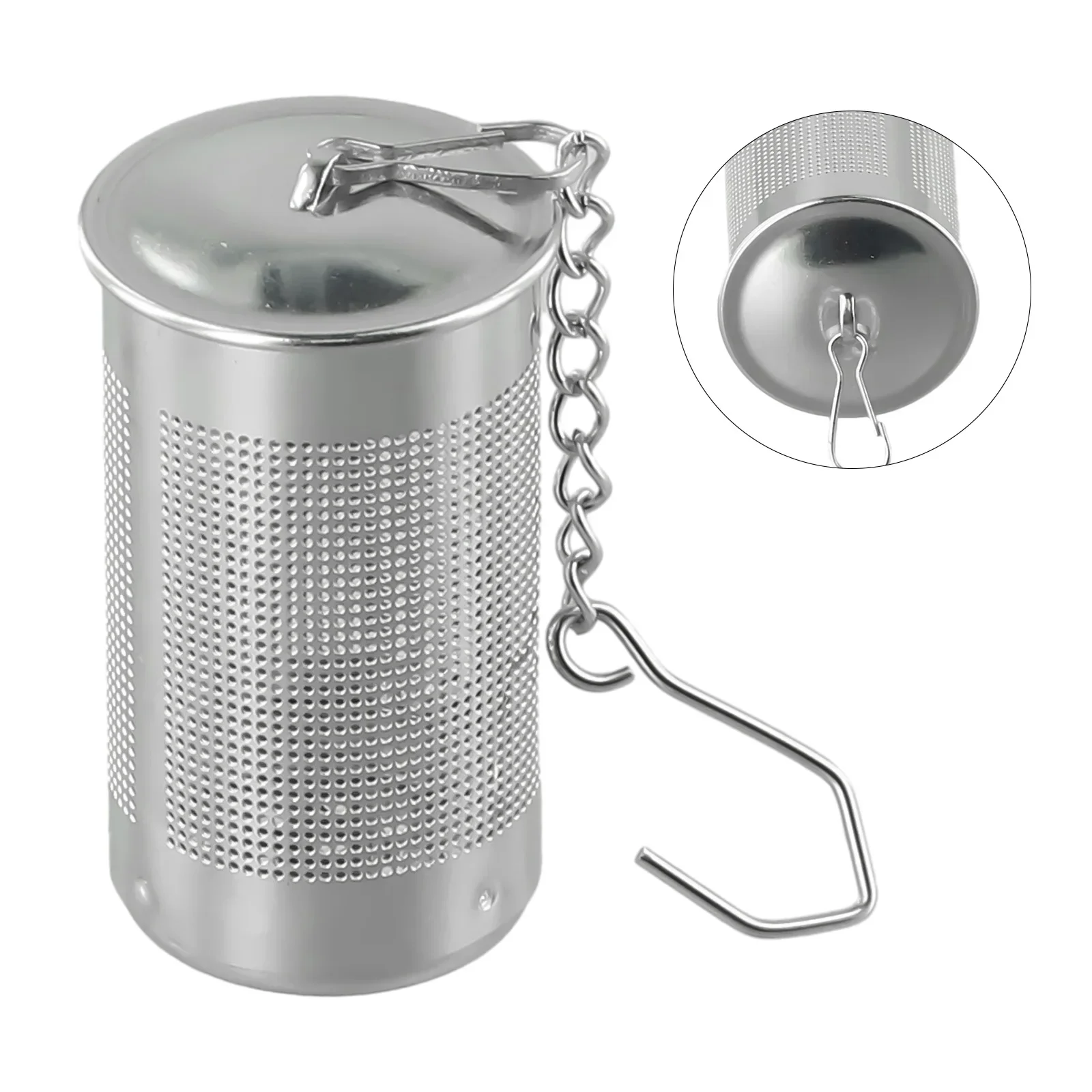 1pc 65mm Tea Infuser Tea Ball Strainers Stainless Steel Mesh Filters Infuser With Chain Hook Tea Filter Home Kitchen Accessory