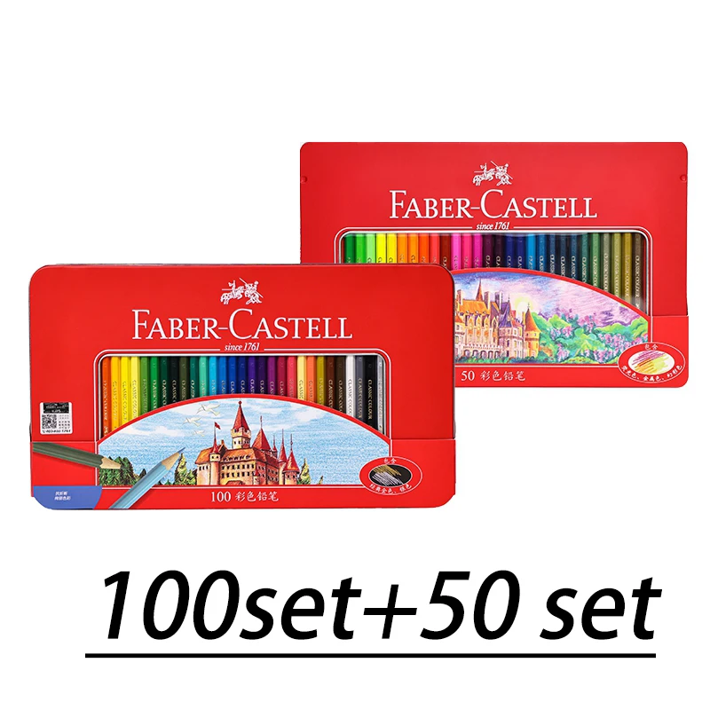 FABER-CASTELL nuovo Set di colori 50/100 matite colorate in legno ad olio professionale scatola di latta matita da disegno per schizzi per pittura forniture artistiche