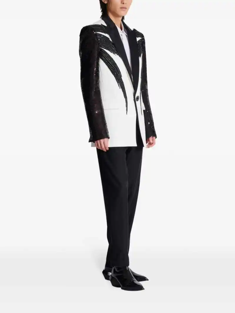 Fashion Mens Suits 2 Pieces Jacket Pants Peaked Lapel Single Breasted Rhinestones Beading Special Occasion Party Customized view 3