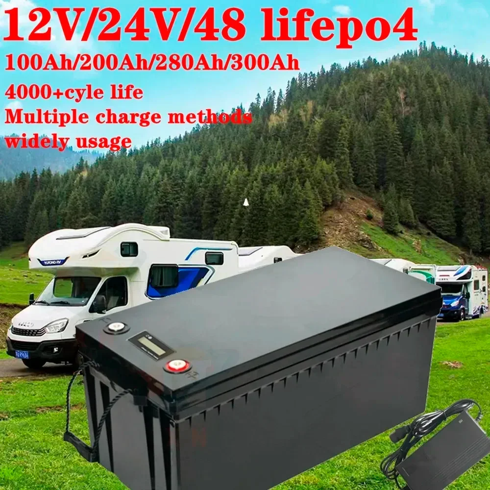 12V 24V 48V 100Ah 200Ah 280Ah 300Ah 400Ah Akumulator LiFePo4 Baterie litowo-żelazowo-fosforanowe do falownika łodzi słonecznej Wózek golfowy