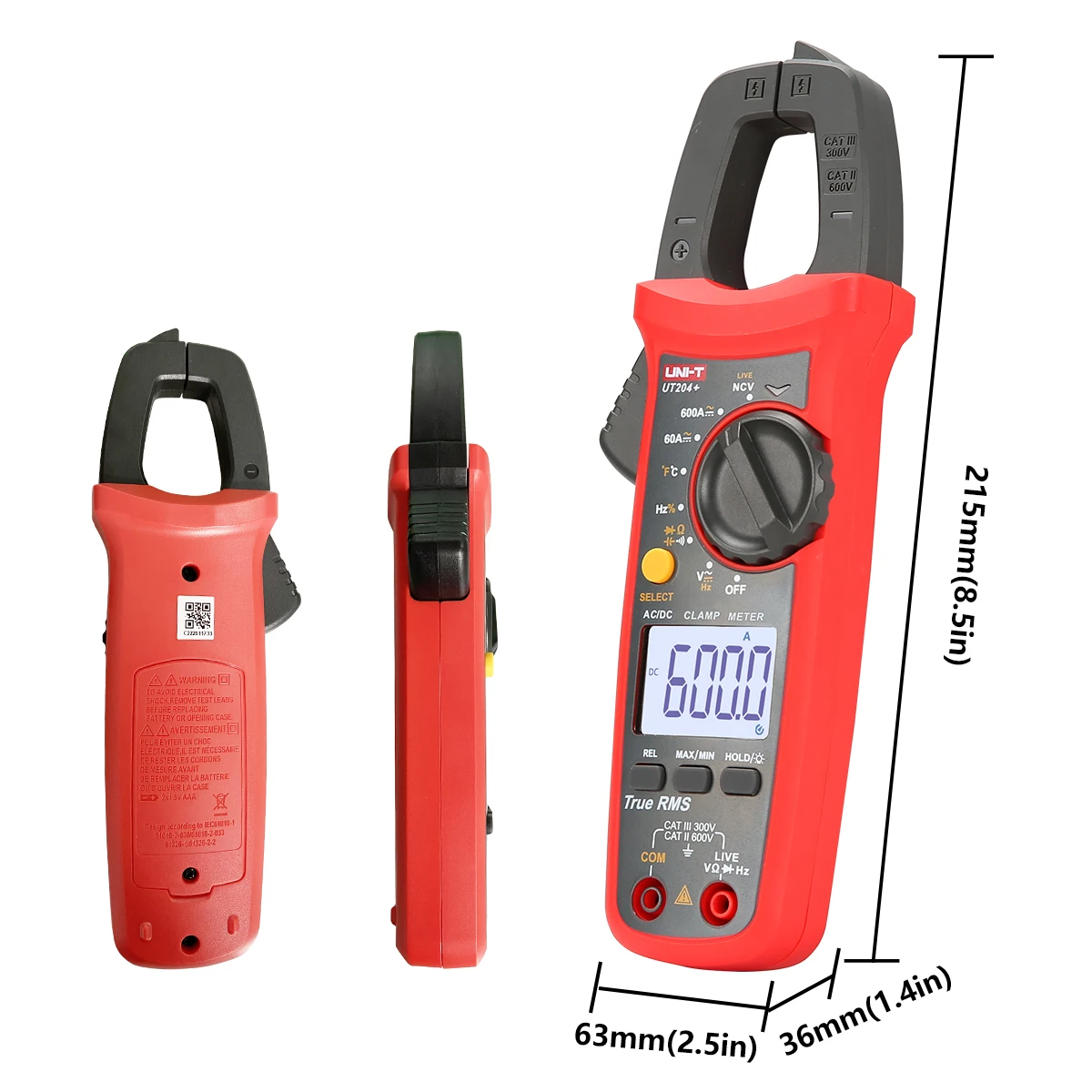 UNI-T UT204+ Digital Clamp Meter AC/DC Current Tester True RMS Auto Range Temperature measurement High Precision Multimeter