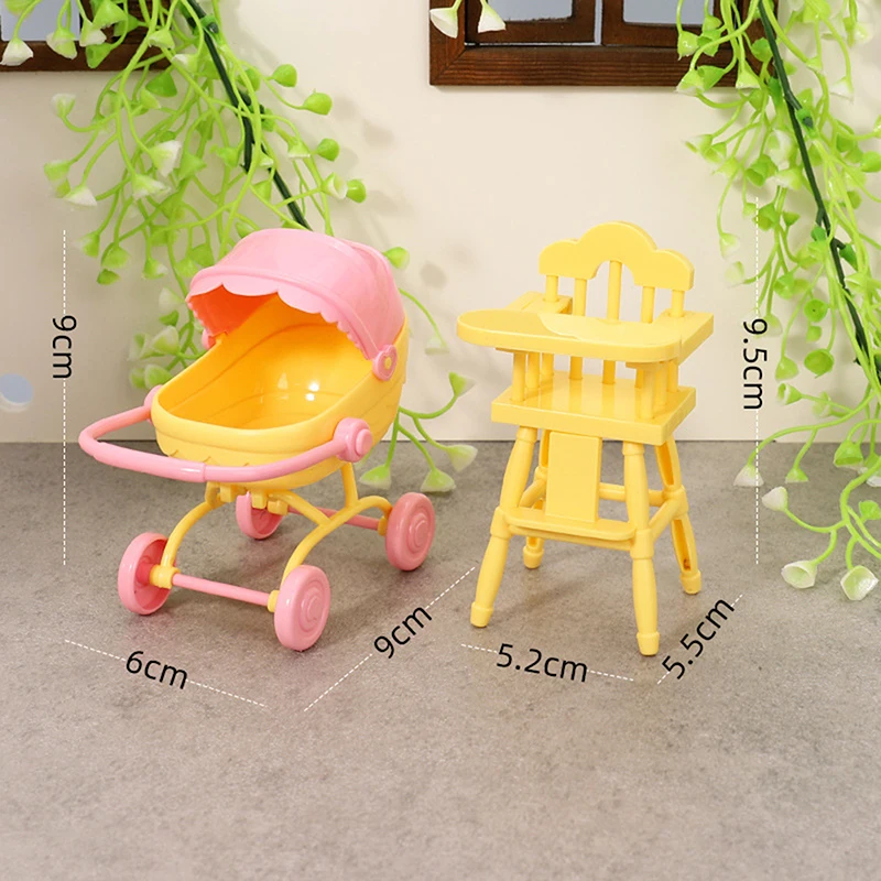 1 Set Mini Baby For Doll Stroller Trolle Children's Dining Tables Toy Dollhouse Simulation Pushchair Kid Role Playing Game
