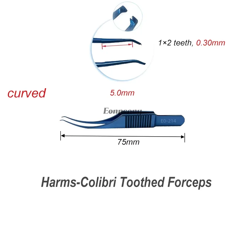 คีมจับไหมผ่าตัดไทเทเนียมขนาด 85 มม. แบบมีฟัน ยี่ห้อโคลิบีรี คีมจับไหมผ่าตัดช่องตาแบบมีฟัน  เครื่องมือผ่าตัดตา