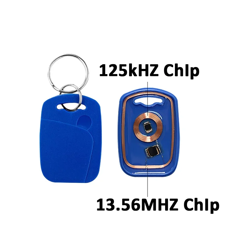 10pcs Dual Chip Frequency 2 In 1 RFID 125KHZ T5577 EM4305+13.56MHZ UID Rewritable Composite Key Tags Access Control Keyfob IC+ID