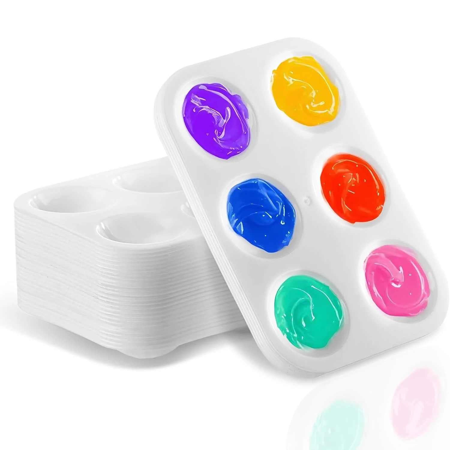 

1/2/4/8 white plastic 6-grid watercolor rectangular canvas palette for painting parties, DIY art painting