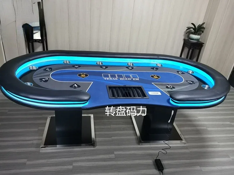 Poker Table with Remote Control LED Light Desktop Cloth Cushion Color Size Can Be Customized