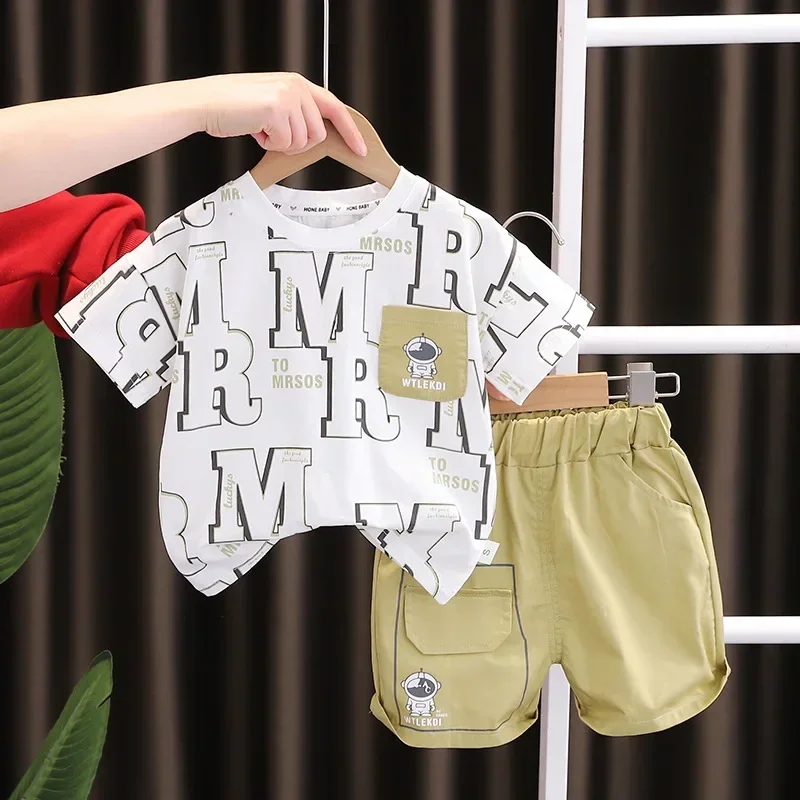 

New Summer Baby Boys Clothes Suit Children Letter T-Shirt Shorts 2Pcs/Set Toddler Clothing Infant Casual Costume Kids Tracksuits