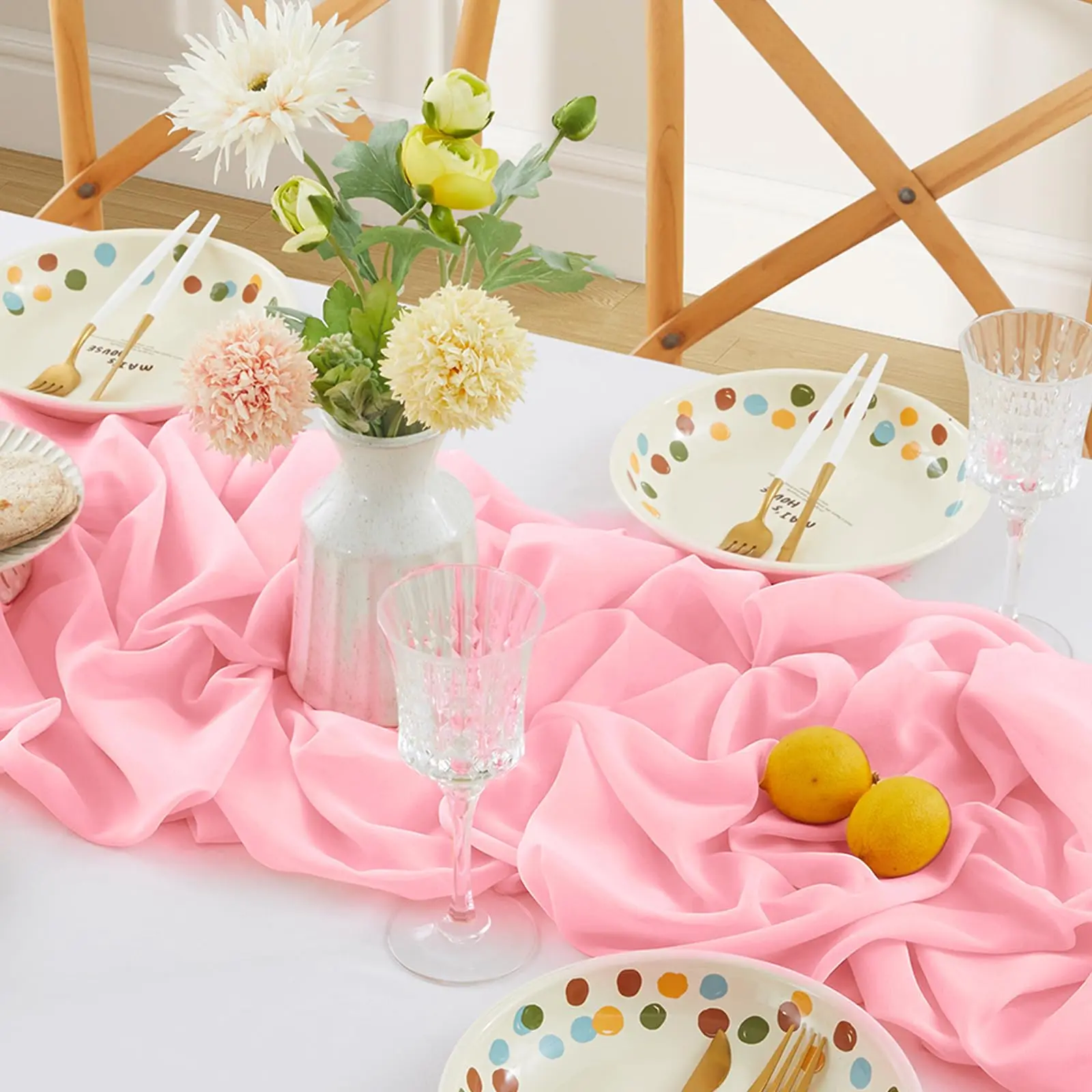Wedding Chiffon Table Runners Boho Rustic Sheer Chiffon Runner Romantic for Birthday Party Bridal Baby Shower Table Decorations