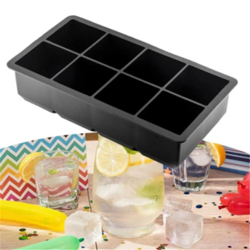 Molde grande para cubitos de hielo de 4 agujeros, cavidad Jumbo, bandeja de hielo para pudín de silicona, rejilla grande, molde cuadrado de celosía, accesorios para Bar de cocina