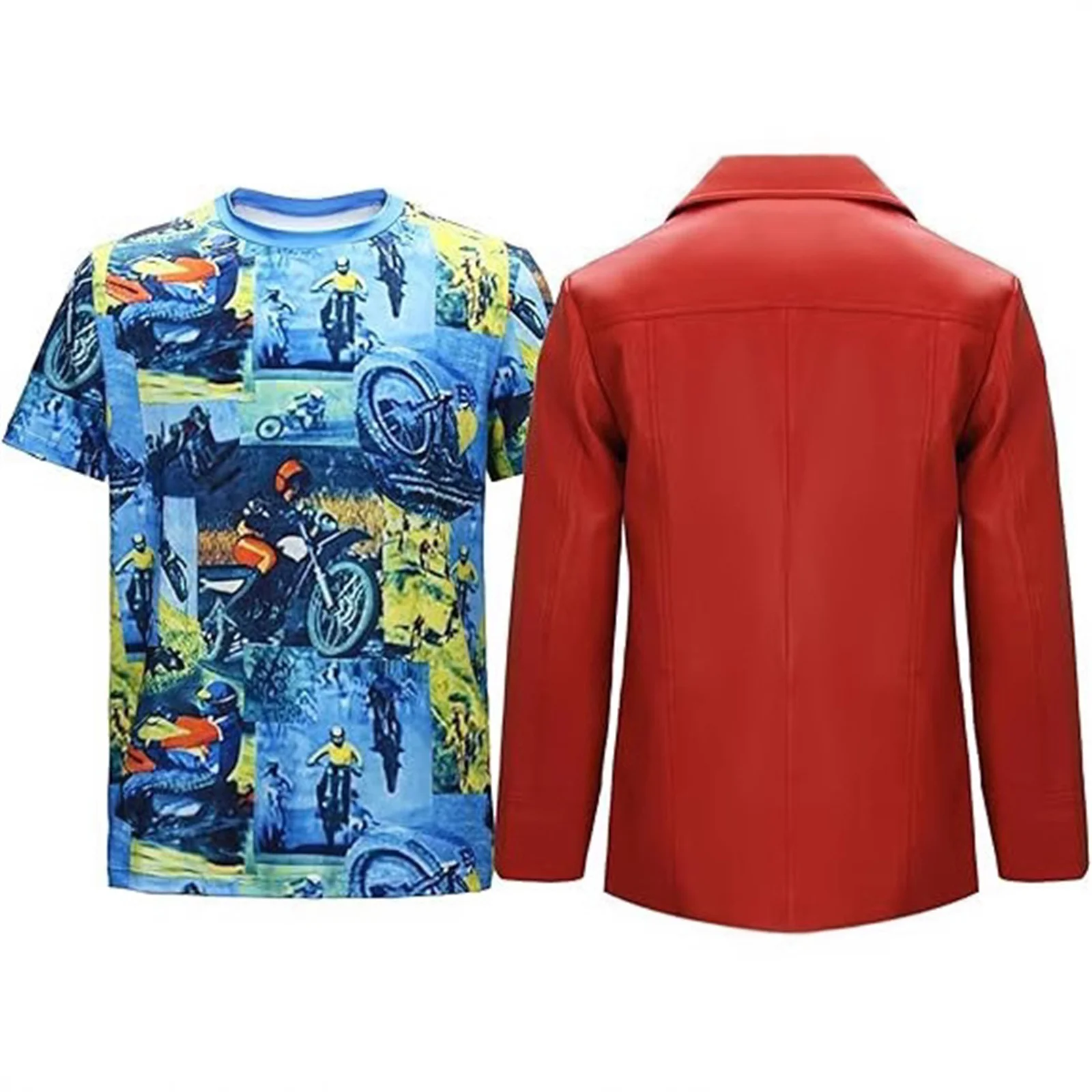 Tyler Durden 코스프레 의상 영화 성인 유니섹스 PU 자켓 셔츠 정장 유니폼 할로윈 캐주얼 펑크 복장 할로윈 파티