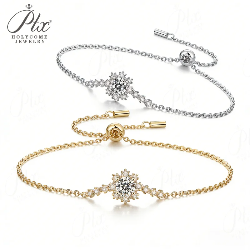 

0.5CT Moissanite Bracelet Round Cut D Color 925 Sterling Silver White Gold Plated Fashion Jewelry For Women Wedding Gift