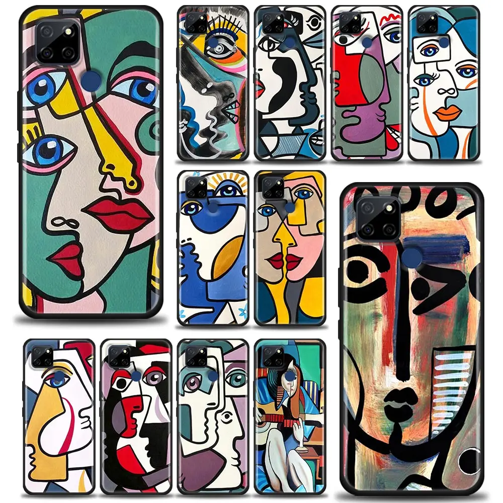 Picasso Abstract Art Painting Phone Case For OPPO Realme 11 10 9 9I 8 8I 7 6 X50 XT X7 X Narzo50 Pro Plus Black Soft Cover Cqoue