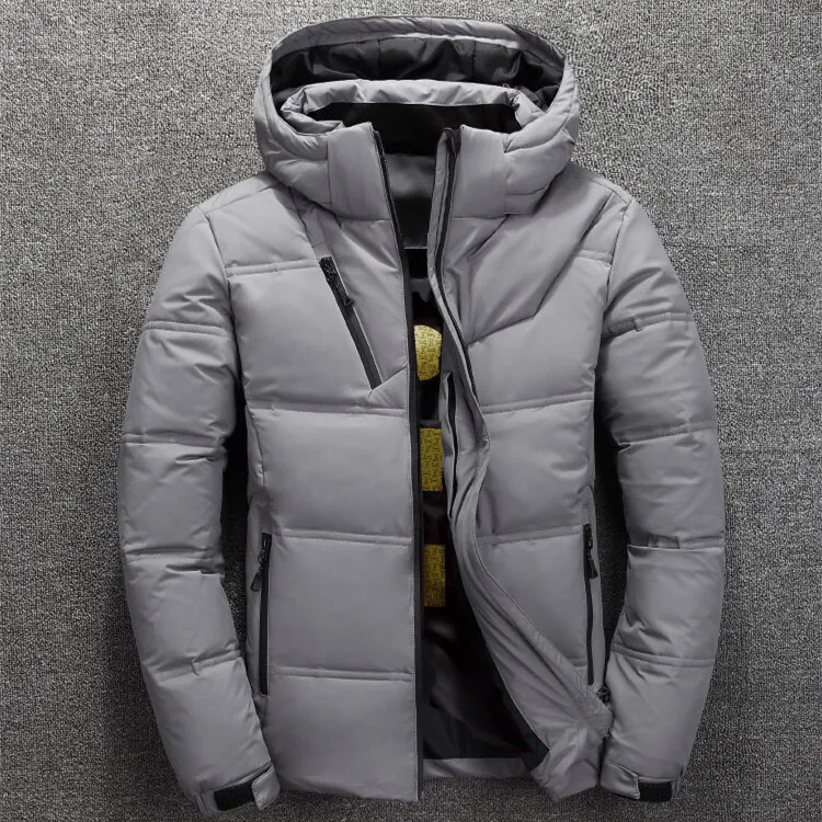 

Winter White Duck Down Jacket MenMen's Coat Windproof Cap Parkas Solid Color Outdoor Casual and Hooded Overcoat Unisex Clothes