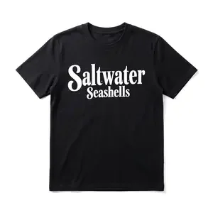 Saltwater Seashells Men's Graphic TShirt, 100% Cotton Short Sleeve Soft Top, Retro Minimalist Typography Graphic Print Design, for Beach Vacation, Daily Wear, Birthday Gift, Gift for Men, Women and Friends