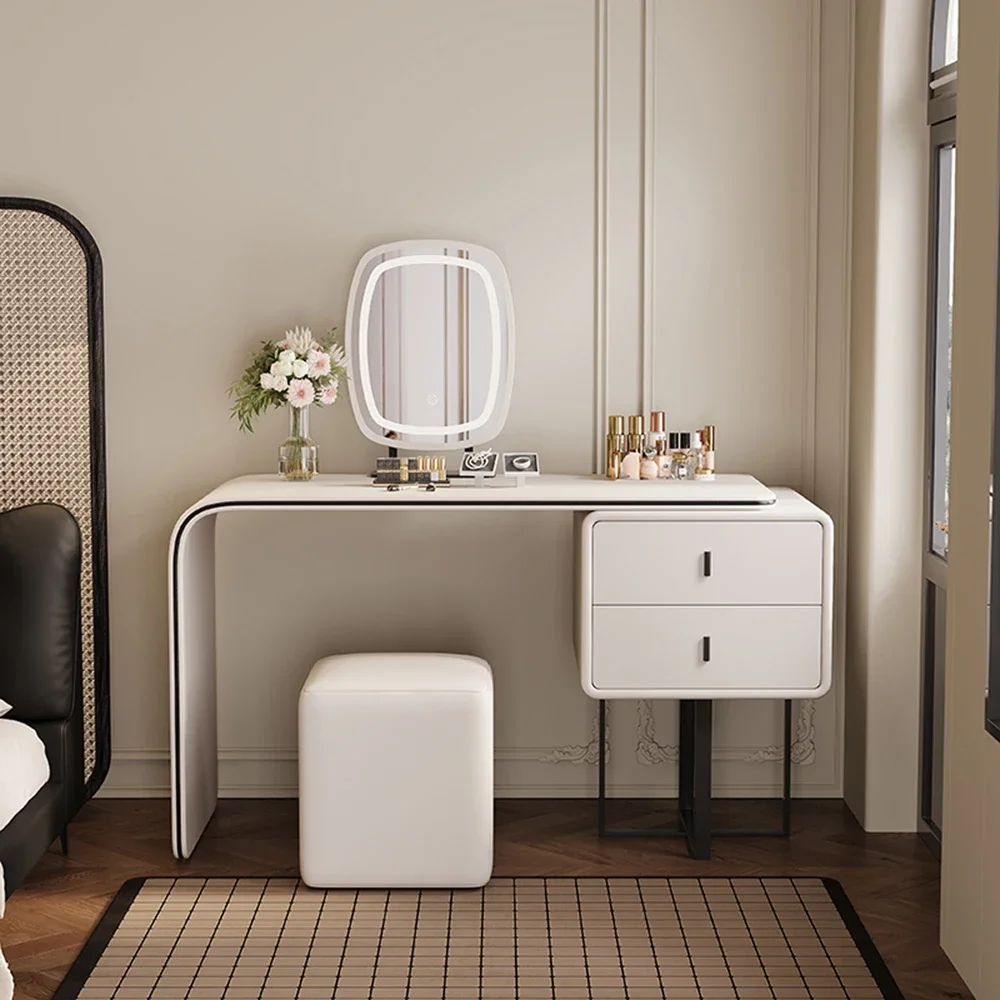 Modern European Dressing Table Extendable Design Chic Corner Mirror Dressing Table Women Storage Upgrade Schminktisch Furniture
