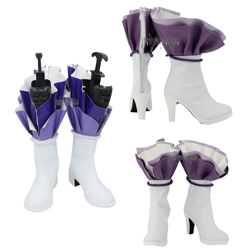 Anime Karen Cosplay Shoes Boots White PU Leather Shoes Halloween Carnival Props Custom Size