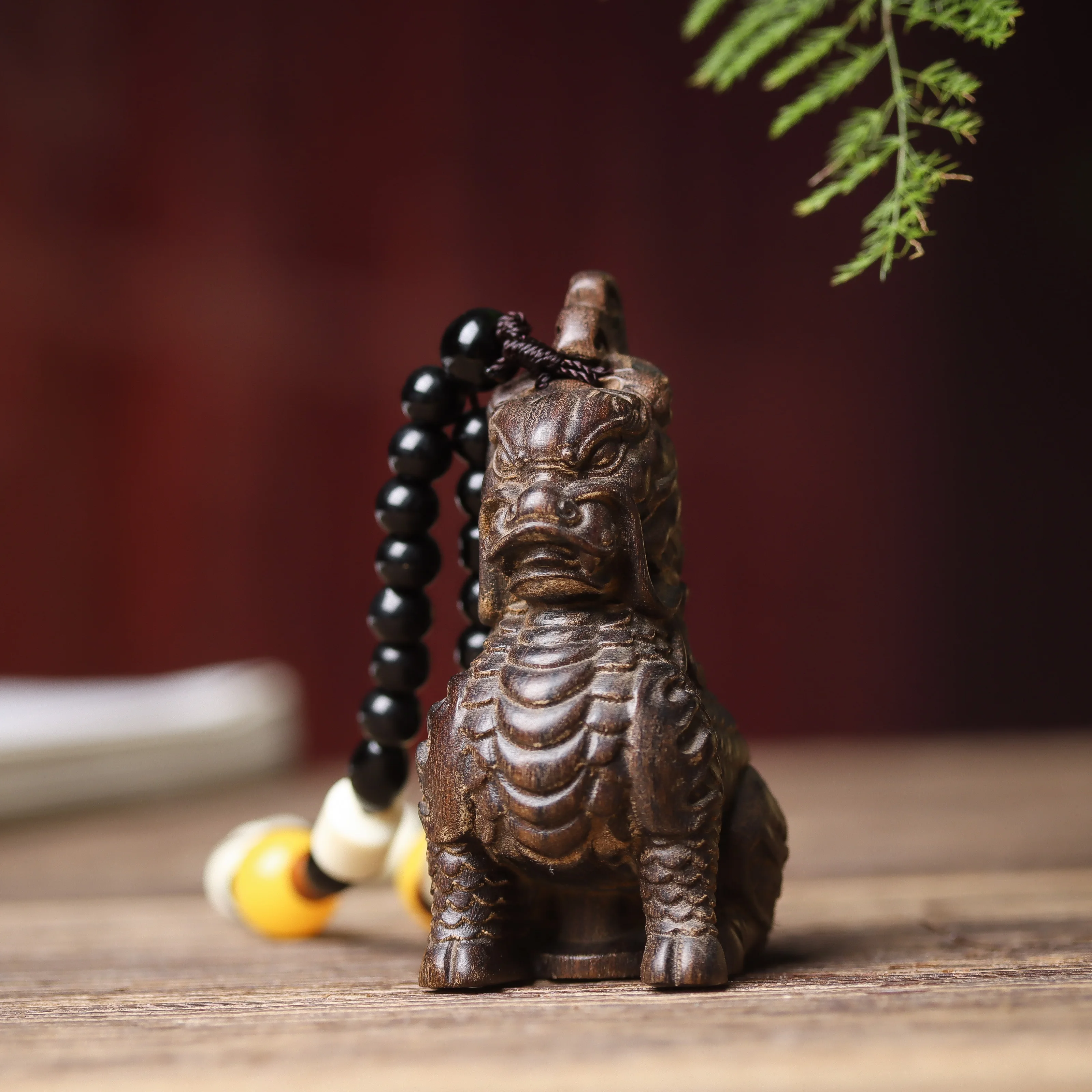 Wood Carving Shenwu Decorations Study Paper Weight Carry-on Hand Toy Pieces Office Desk Surface Panel