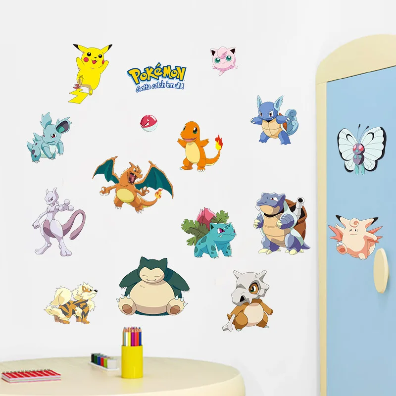 Pokemon Cartoon Stickers Pocket Monster Waterproof PVC Wall Sticker Windows Children\'s Room Bedroom Living Room Home Decorations