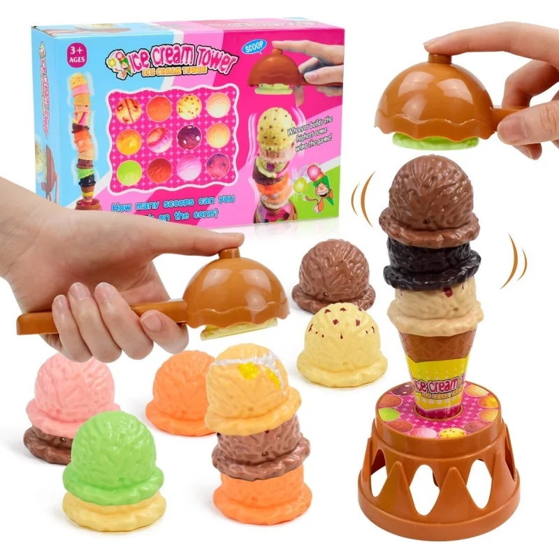 Set da gioco per gelato, paletta impilabile e per bilanciare il gelato per i più piccoli, set da gioco per bambini, set da cucina, dessert